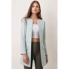 Armonika Kadın Mint Beli Dikişli Uzun Ceket ARM-26K001017
