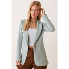 Armonika Kadın Mint Tek Düğmeli Ceket Pamuk Polyester Orta Kalınlık Regular Kalıp ARM-20K001020