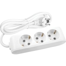 Işık Tv Gold Topraklı 3'lü Ara Kablo Üçlü Priz (2 Metre)