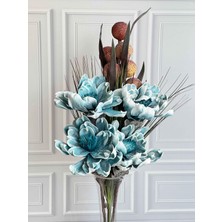 Rossev Mavi - Kahve 4 Dal Yapay Çiçek