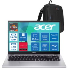 Acer Aspire Go AG15-41 Amd Ryzen 7 7735HS 24GB 4tb SSD Windows 11 Home Amd Radeon Graphics 15.6'' Fullhd (1920X1080) Taşınabilir Bilgisayar NXJ7FEY002H08 + Zetta Çanta