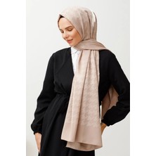 Azbey Kazayağı Desen Parlak Jakar Şal Bej