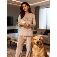 NiCe İç Giyim Cappuccino Renk Kadife Yumuşacık Bayan Pijama Takım
