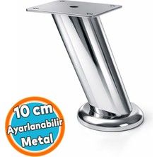 Nzb (10 Cm) Krom Metal Tablalı Dereceli Ayarlanabilir Baza Tv Ünitesi Koltuk Mobilya Ayağı