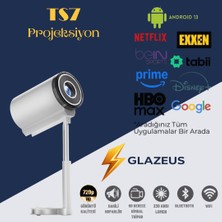 Glazeus Ts7 Akıllı Projektör Android 13 Wifi Bluetooh 230 Ansi Gimbal Tripod