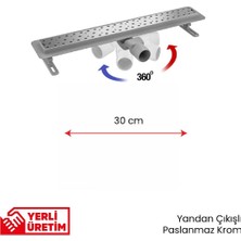 Gama 360 Derece Dönerli Paslanmaz Krom Lineer Duş Kanalı 30 cm