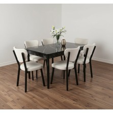 JoyMassa 80X130 Açılabilir Kelebek Masa / 6 Adet Elma Sandalye Takımı