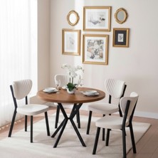 JoyMassa 90X90 Yuvarlak Suntalem Masa / 4 Adet Elma Sandalye Takımı