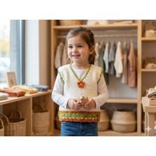 Evitle El Örgüsü Kız Çocuk V Yaka Süveter (2-3 Yaş)