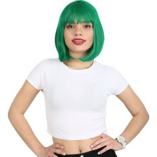 İlk El Grup Ieg™ Küt Kahküllü Fiber Sentetik Peruk - Koyu Yeşil