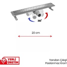 Gama 360 Derece Dönerli Paslanmaz Krom Lineer Duş Kanalı 20 cm
