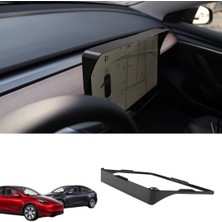 Ramm Tesla Model Y / Model 3 Ön Ekran Güneş Koruyucu Çerçevesi Siyah ve Mat Karbon