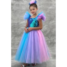 Cantoy Payetli Deniz Kızı Figürlü Tütülü Kız Çocuk Abiye ve Saç Aksesuarı