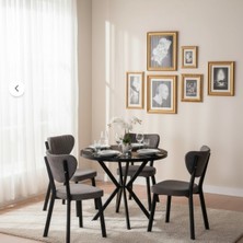 JoyMassa 90X90 Yuvarlak Suntalem Masa / 4 Adet Elma Sandalye Takımı