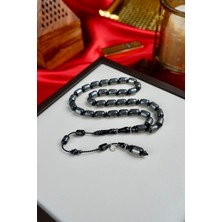 Dergah Tesbih Atölyesi Şükrü Baba Premium Serisi Gümüş Çakım Sistemli Tasarım Abanoz Ağacı Tesbih