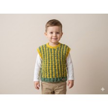 Evitle El Örgüsü Erkek Çocuk Renkli Süveter (1-2 Yaş)