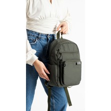 İmaks Küçük Boy Hafif Suya Dayanıklı Paraşüt Kumaş Çok Gözlü Günlük Kadın Sırt Çantası Koyu Yeşil 1206