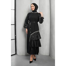 İmaj Butik Siyah Fırfır Detay Organze Taş Işleme Abiye