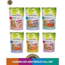 Garden Mix Gurme & Tavuk & Ton & Somon & Sushi & Kurutulmuş Balık Kedi Ödül Maması Seti 6X60 gr