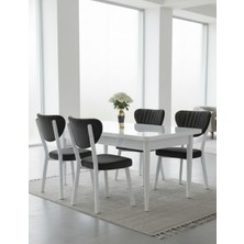 JoyMassa 70X110 Sabit Masa / 4 Adet Elma Sandalye Takımı