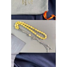 Dergah Tesbih Atölyesi Bilek Boy Nakkaş Imame Gümüş At Figürlü Tasarım Damla Kehribar Tesbih  (Amber), (مسبحة قطرة كهريبار)