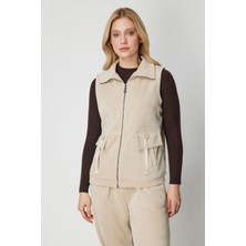 On Fashion On Dik Yaka Fermuarlı Yelek