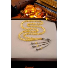 Dergah Tesbih Atölyesi Özel Faseta Kesim 99`luk Damla Kehribar Gümüş Tasarım Namaz Tesbihi (Amber), (مسبحة قطرة كهريبار)