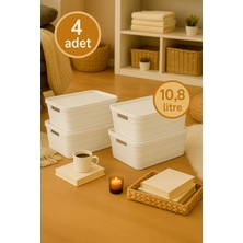 Nesto Home 4'lü Set Çok Amaçlı Renkli Kutu Kapaklı Ofis Organizeri 4X10,8 Litre