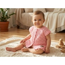 Evitle El Örgüsü Pembe Kız Bebek Yün Yelek (9-12 Ay)