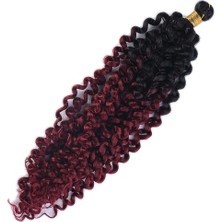 İlk El Grup Ieg™ Afro Dalgası Saç - Siyah Kızıl Ombreli