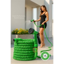 AlanSansli 15 Metre Premium Uzayabilen Bahçe Hortumu - 7 Fonksiyonlu Başlık ve Esnek Tasarım