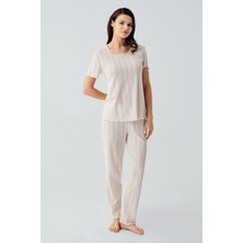 Artış Collection Kısa Kollu Ajurlu Esnek Pamuklu Pijama Takım 17209