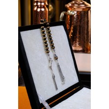 Dergah Tesbih Atölyesi Prinç Sarmalı Gümüş Püskül Zaza Oltu Taşı Tesbih