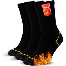 Sonnors 3 Çift Termal Outdoor Kamp Pamuklu Nefes Alabilen Kadın Erkek Kışlık Kalın Siyah Çorap