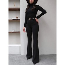 Esra Helvacı Kemerli Ispanyol Paça Kumaş Pantolon