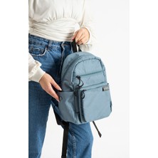 İmaks Küçük Boy Hafif Suya Dayanıklı Paraşüt Kumaş Çok Gözlü Günlük Kadın Sırt Çantası Mavi 1206