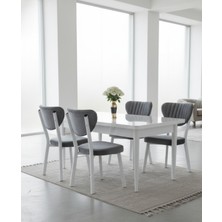 JoyMassa 70X110 Sabit Masa / 4 Adet Elma Sandalye Takımı
