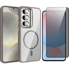 Vendas Samsung Galaxy S25 Fe Kılıf Standlı ve Kamera Lens Hediyeli M-Safe Şarj Özellikli Zore Etro Kapak + Hayalet Ekran Koruyucu