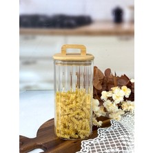 Mien Kare Lıne Çizgili Cam Kavanoz 1500 ml