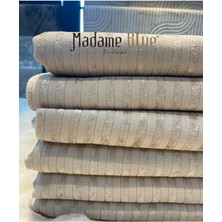 Bursa Çeyiz Bambu Çizgili Süngerli Kadife Kaymaz Çekyat Koltuk Örtüsü 170X210 cm Açık Vizon