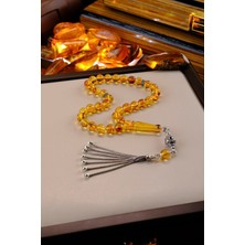 Dergah Tesbih Atölyesi Orjinal Yoğun Sinek Fosilli Gümüş Püskül Tasarım Damla Kehribar Tesbih (Amber), (مسبحة قطرة كهريبار)