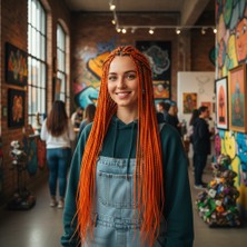 İlk El Grup Ieg™ Afrika Örgüsü ve Rasta Için Sentetik Saç - Turuncu