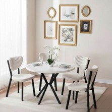 JoyMassa 90X90 Yuvarlak Suntalem Masa / 4 Adet Elma Sandalye Takımı