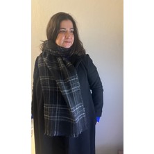 ALS Tasarım Dünyası Kare Desenli Yeşil-Renkli Buklet Kalın Puf Şal, Atkı Uzunluk 205X Genişlik 40 cm