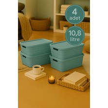 Nesto Home 4'lü Set Çok Amaçlı Renkli Kutu Kapaklı Ofis Organizeri 4X10,8 Litre