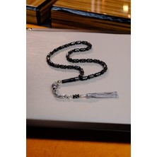 Dergah Tesbih Atölyesi Gümüş Işlemeli Erzurum Oltu Taşı Gümüş Püskül Tasarım Tesbih