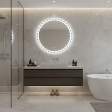 Aypars Atölye Luna Halo LED Işıklı Yuvarlak Ayna – Modern Lüks Duvar ve Banyo Aynası
