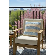 Homy Textiles Fistolu Papatya Desen, Tığ Işi Örgü Kare Desenli Bohem, Modern Kırlent Kılıfı , Bebe Mavisi