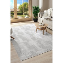 Raschel Carpet Bohem Emboss Premium Seri Kaymaz Taban Jel Taban Halı Yolluk Açık Gri