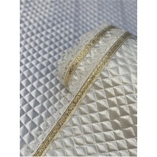 Evsay Dolap Içi Krem Kapitone Güpürlü Gold Sutaşlı Raf Örtüsü En 50SANTIM Boy 5 Metre